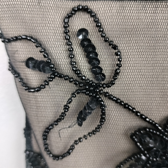 NWOT Pisarro Nights Beaded Sequin Overlay Black and Nude Dress Sz. 6 - Picture 12 of 14